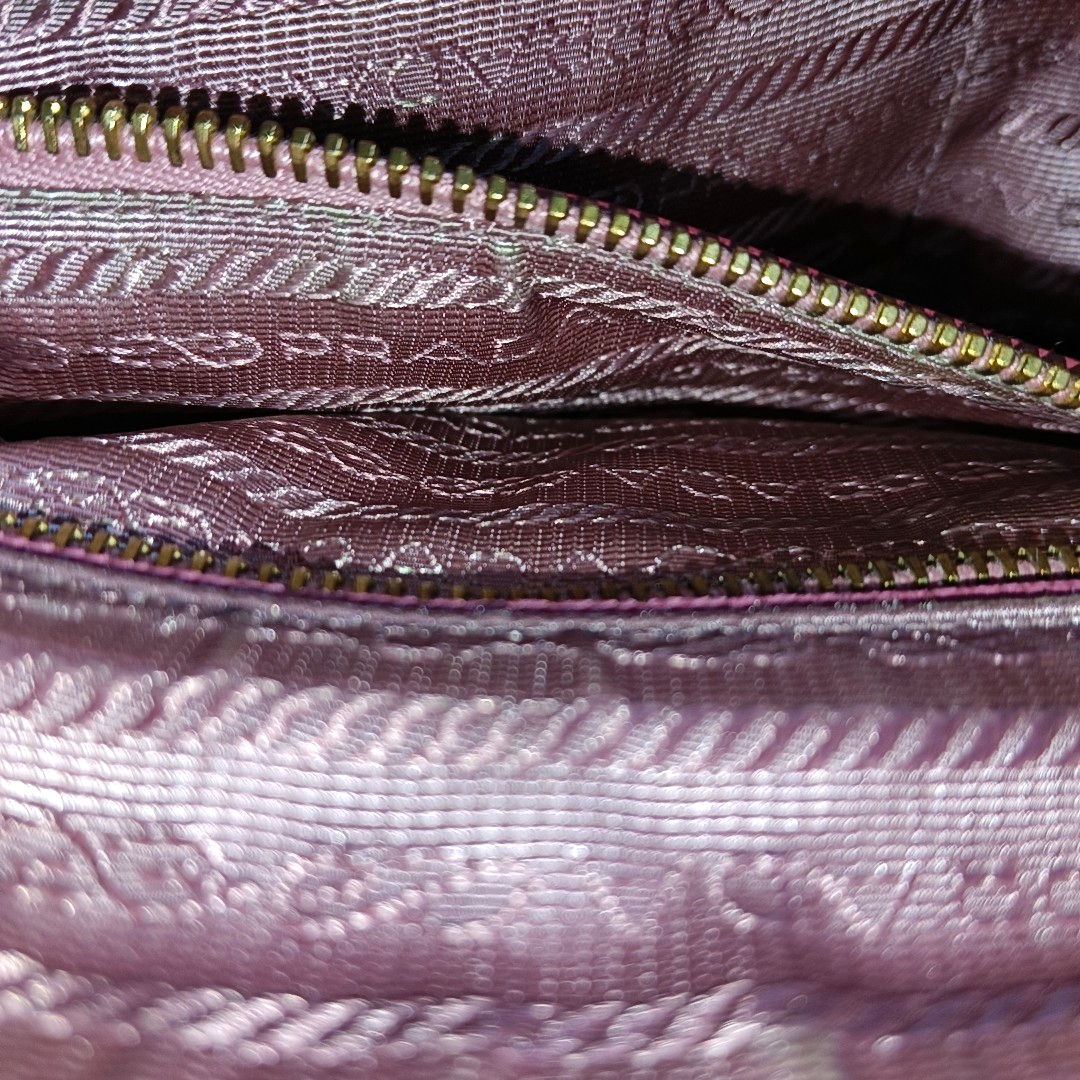 PRADA Pink Fabric Quilted Tassel Crossbody Bag Golden hardware-(SKU)-932708784