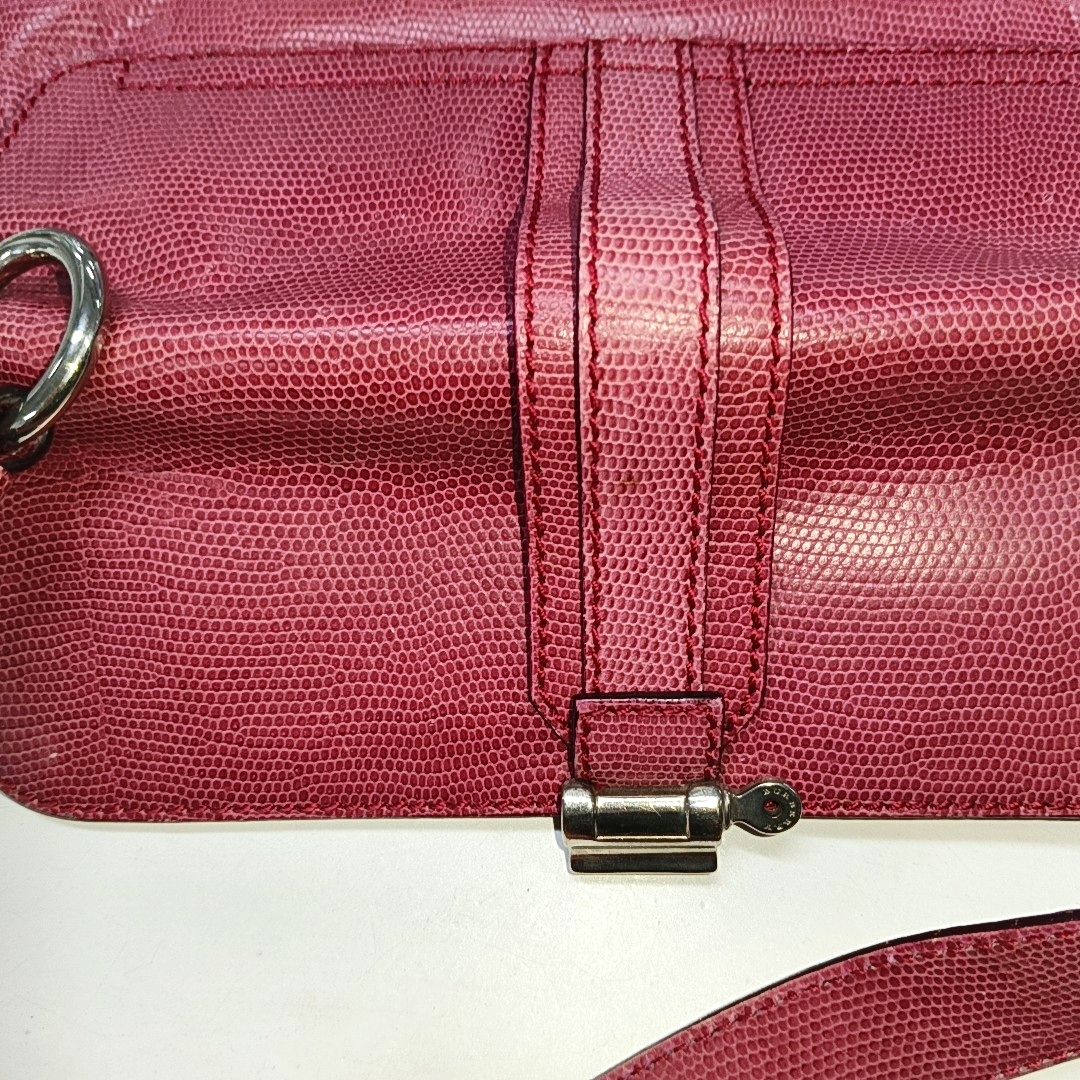 BURBERRY Red Cowhide Embossed Shoulder Bag Tote Silver Hardware-(SKU)-928563763