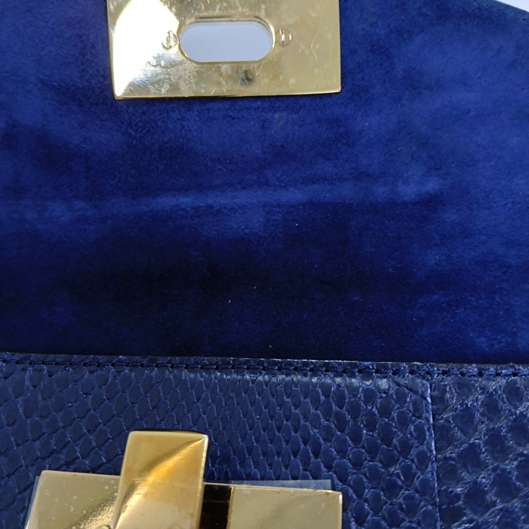 Chloé Sally Small size Dark Blue Snake Skin Crossbody Bag Golden hardware-(SKU)-935267060