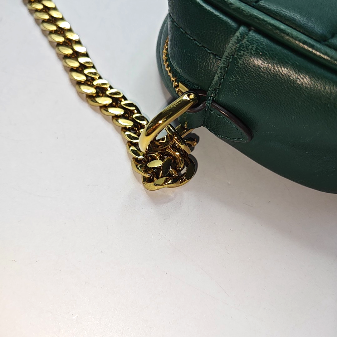 TORY BURCH Kira Small size Dark Green Sheepskin Quilted Crossbody Single Shoulder Bag Golden hardware-(SKU)-936318377