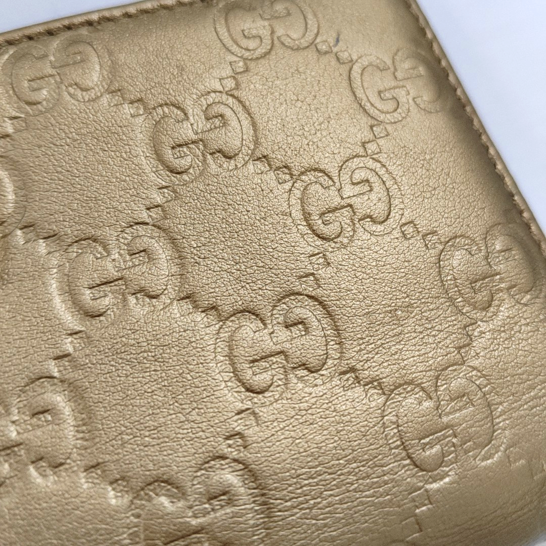 GUCCI Signature金色牛皮老花,压纹钱包-(SKU)-13768073