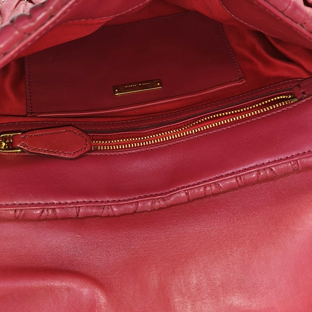 Miu Miu Red Sheepskin Quilted Clutch Bag Handbag Single Shoulder Bag Golden hardware-(SKU)-957691909