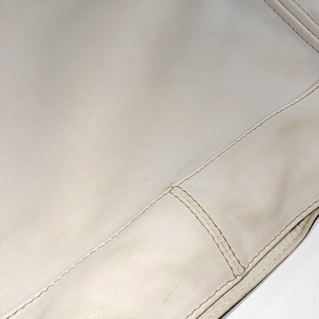 COACH White Leather Single Shoulder Bag Handbag Silver Hardware-(SKU)-935403278