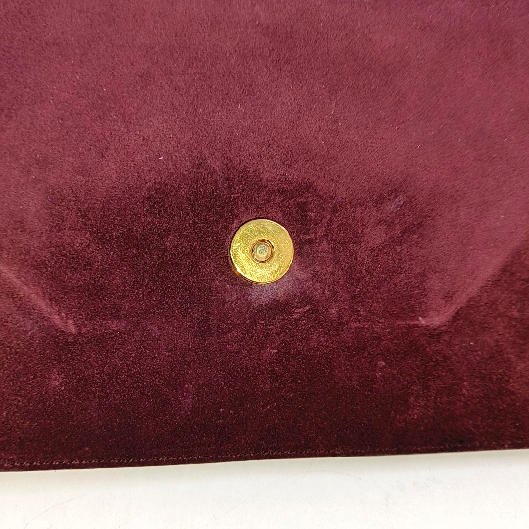 YSL VINTAGE BETTY Burgundy suede leather single shoulder bag crossbody bag Golden hardware-(SKU)-14285934