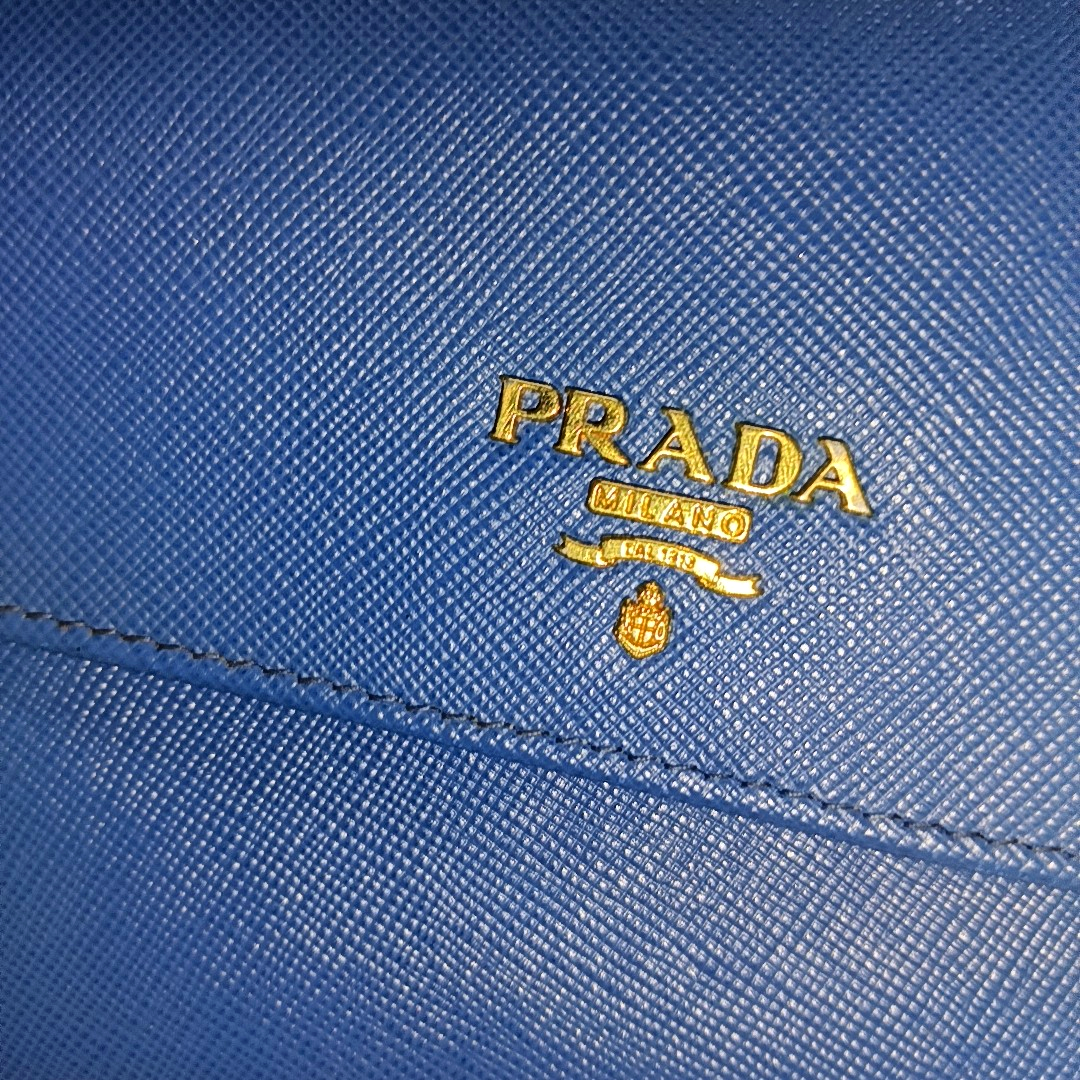 PRADA Blue cowhide cross-grain crossbody bag Golden hardware Removable shoulder strap-(SKU)-14332221