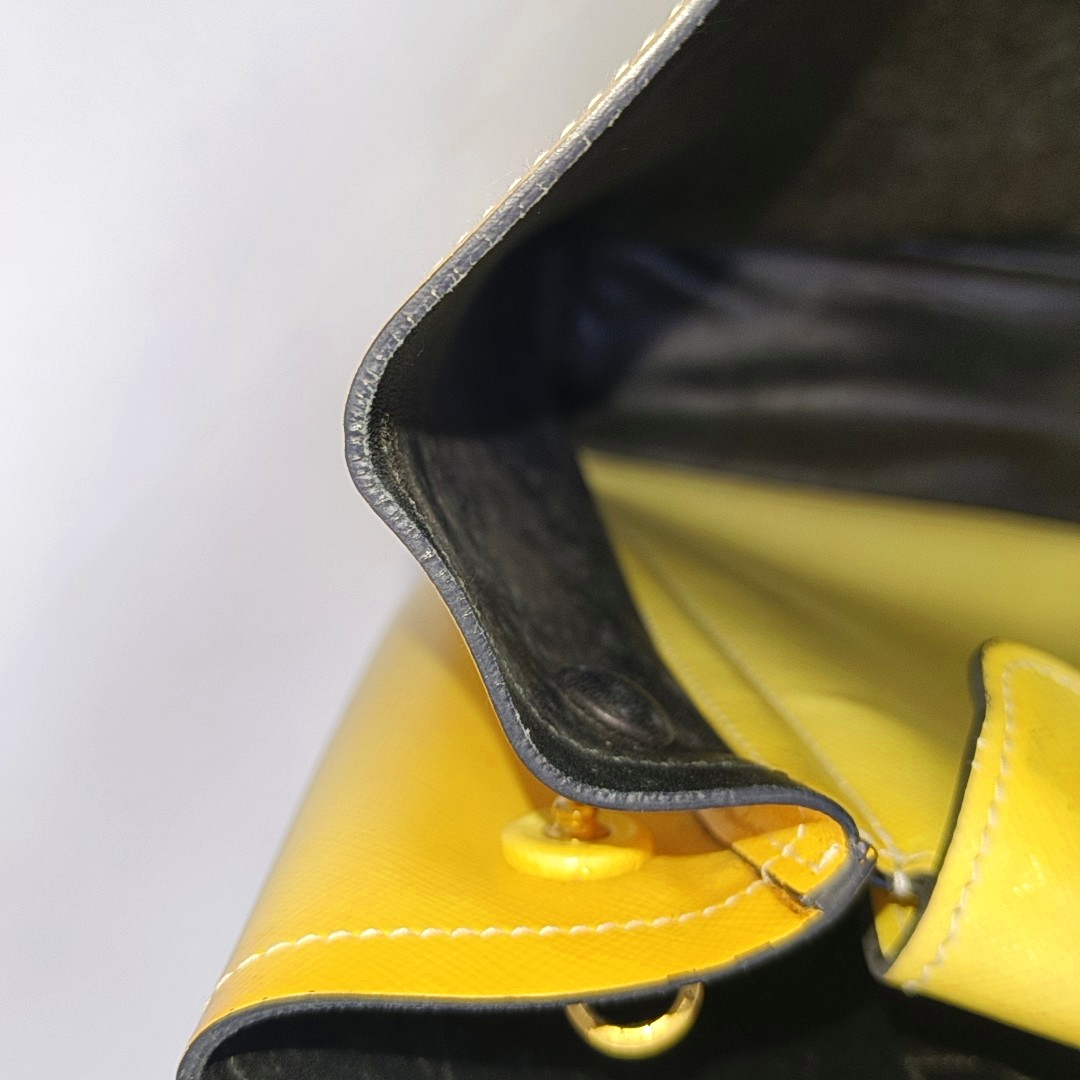 PRADA Double Yellow cowhide logo cross-grain shoulder bag Golden hardware Removable shoulder strap-(SKU)-945527362