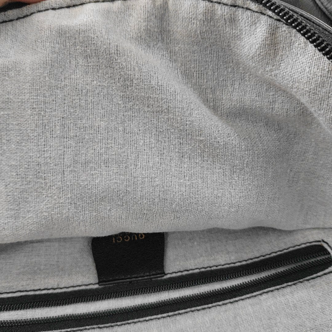 GUCCI Black Leather Tote Bag Shoulder Bag Golden hardware-(SKU)-14020252
