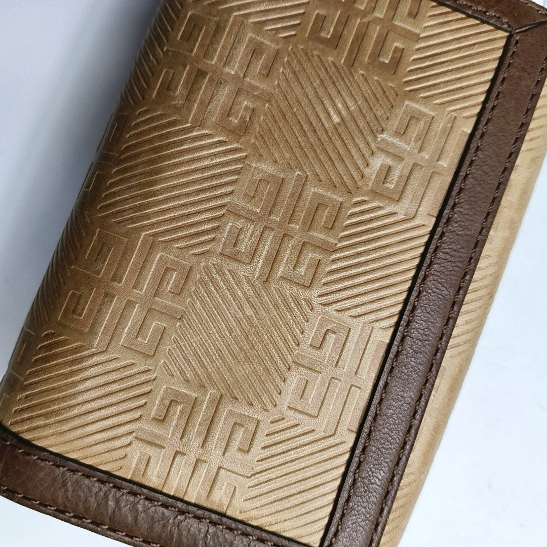 GIVENCHY Brown Leather Embossed Wallet Golden hardware-(SKU)-949930539