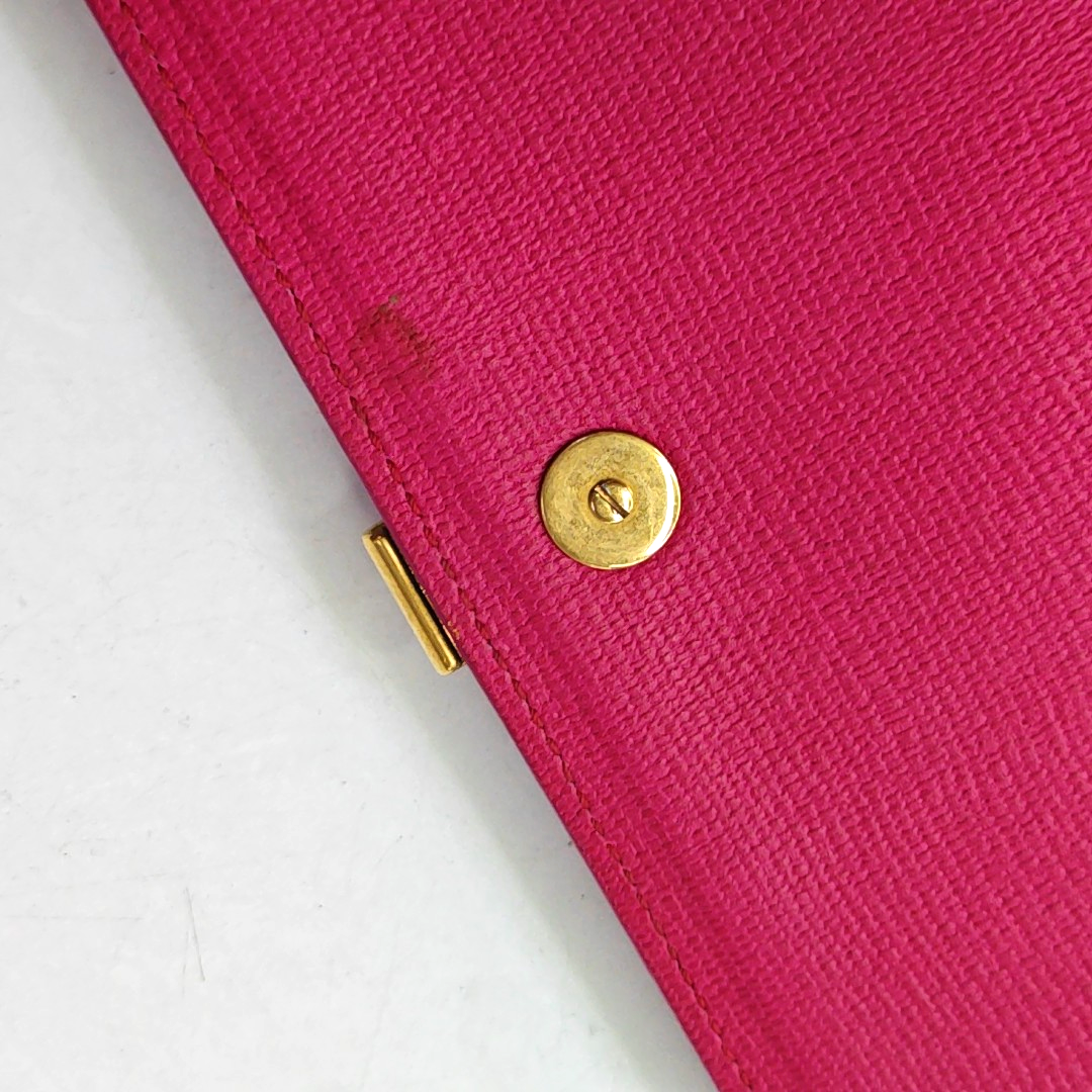 YSL CHYC Y LIGNE Fuchsia Leather Clutch Golden hardware-(SKU)-940540756