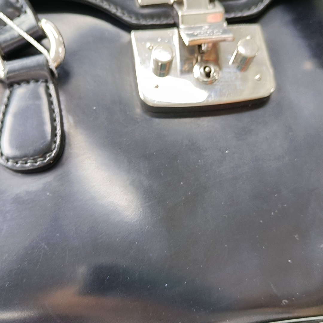 GUCCI Black cowhide tote bag Silver Hardware-(SKU)-13379697