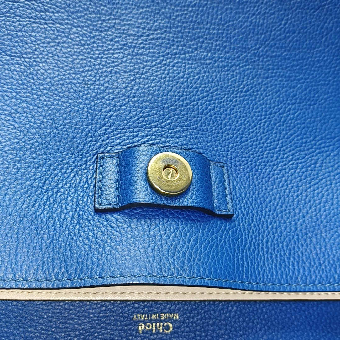 Chloé Clare Blue Cow Leather Crossbody Shoulder Bag with Shoulder Strap Golden hardware Removable shoulder strap-(SKU)-956245121