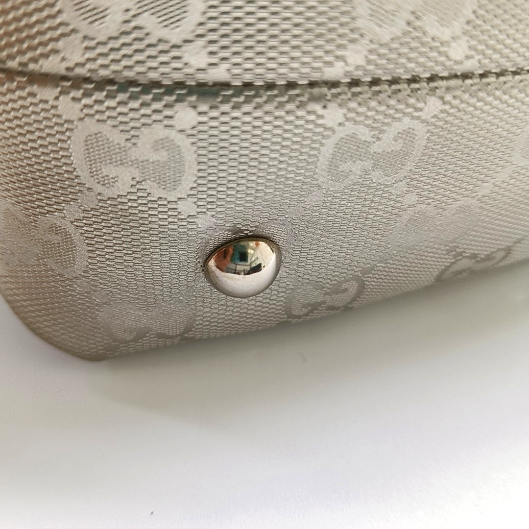 GUCCI Guccissima Silver Coated Canvas Monogram Handbag Single Shoulder Bag Silver Hardware-(SKU)-960541171