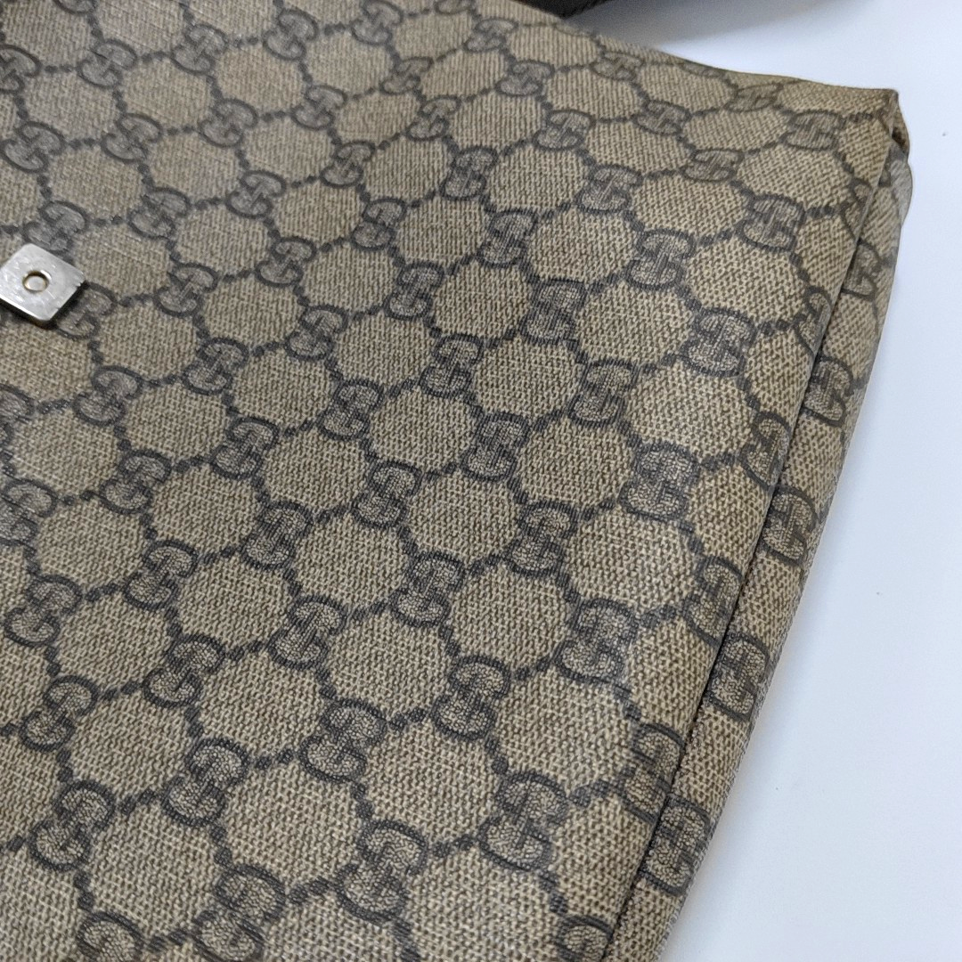 GUCCI Khaki Coated Canvas Old Flower Single Shoulder Bag Crossbody Bag Golden hardware-(SKU)-953765486