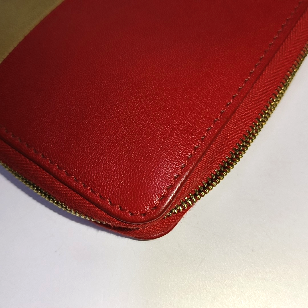 CELINE SOLO Red Leather Wallet Golden hardware-(SKU)-935679430