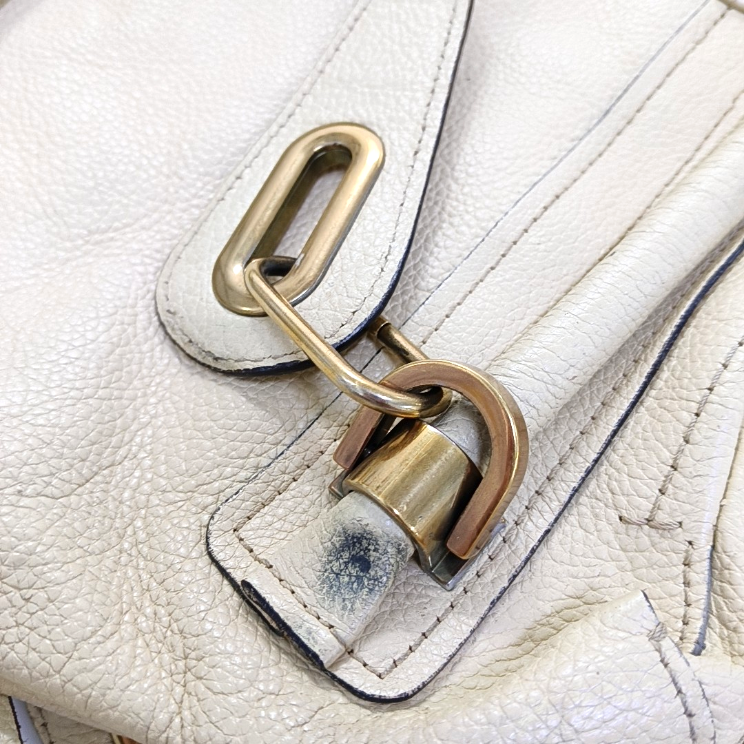 Chloé Paraty Medium size Beige Leather Single Shoulder Bag Golden hardware Removable shoulder strap-(SKU)-960652905