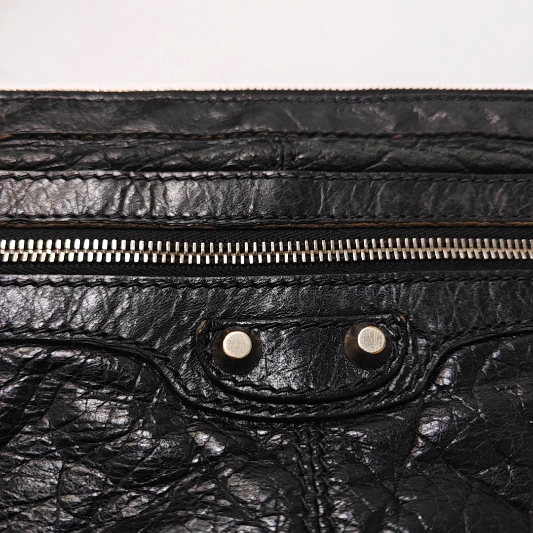 BALENCIAGA Classic City Medium size Black Lamb Skin Biker Bag, Handbag Silver Hardware-(SKU)-952449143