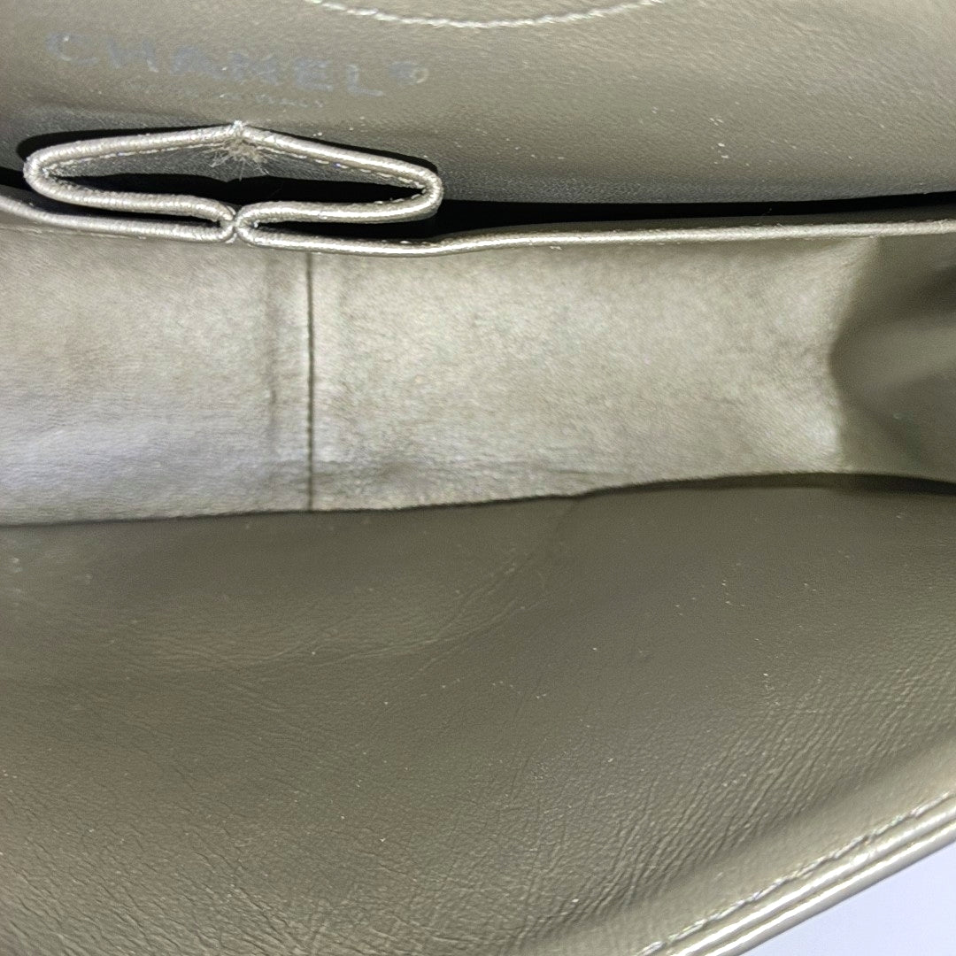 CHANEL 2.55 Large Champagne Quilted Calfskin Leather Chain Shoulder Bag Crossbody Bag with Silver Hardware 15 Clasp-(SKU)-967355800