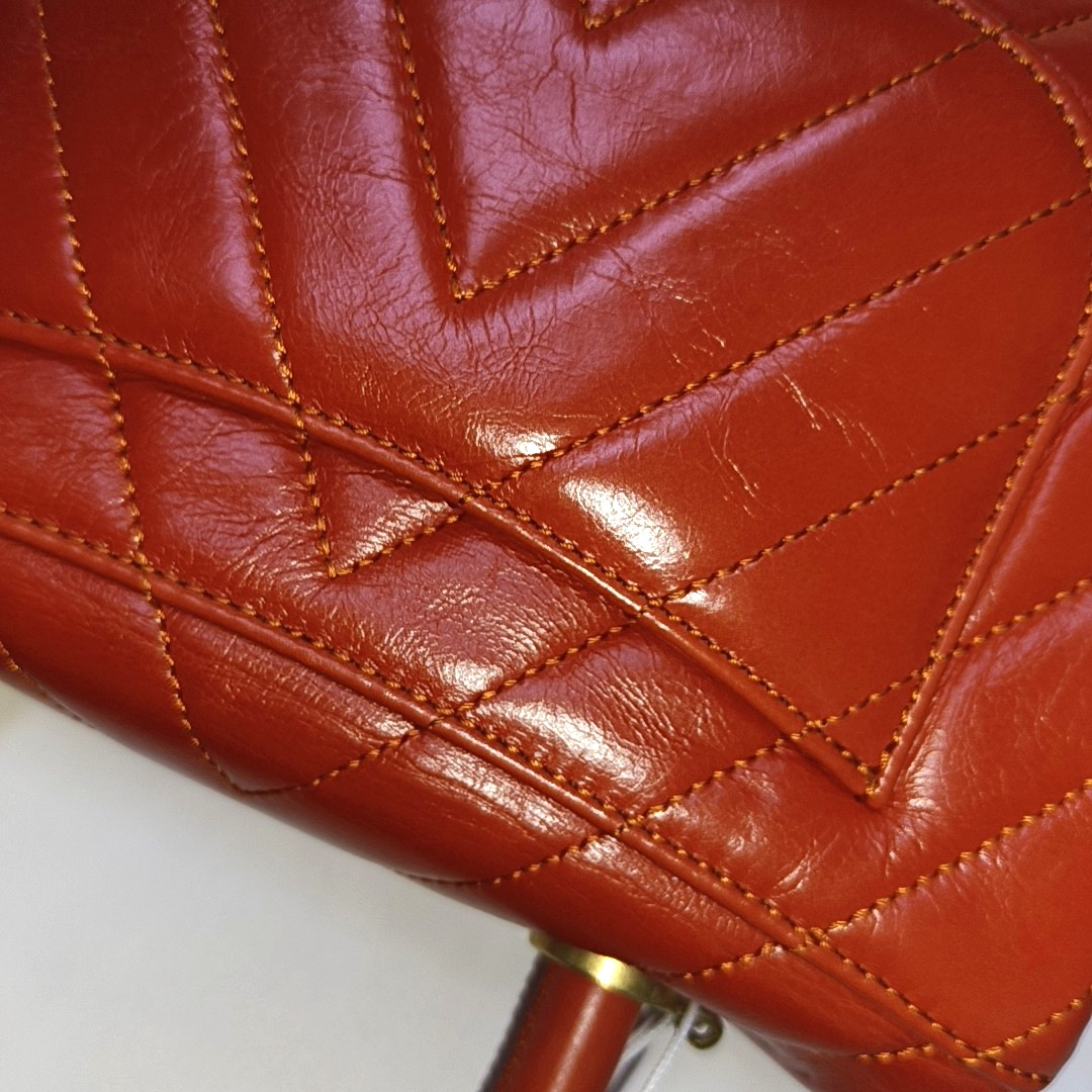 CHANEL COCO HANDLE Orange Calfskin Quilted V-Shape Bag with Golden Hardware, 24K, Detachable Strap-(SKU)-963432693