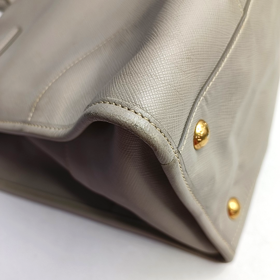 PRADA Gray cowhide single shoulder bag crossbody handbag Golden hardware Removable shoulder strap-(SKU)-959549746