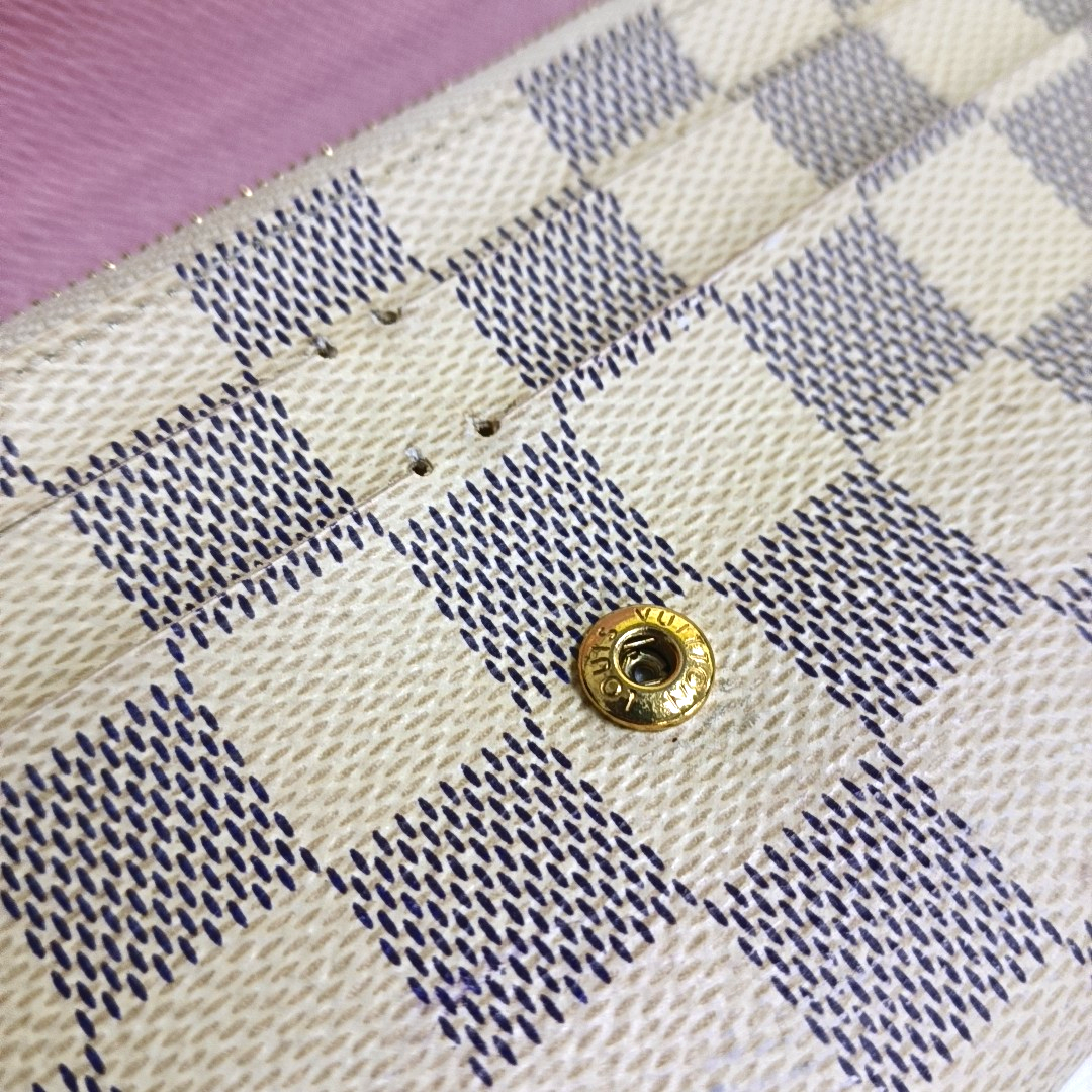 LOUIS VUITTON EMILIE White Coated Canvas Checkered Wallet Golden hardware-(SKU)-954698850