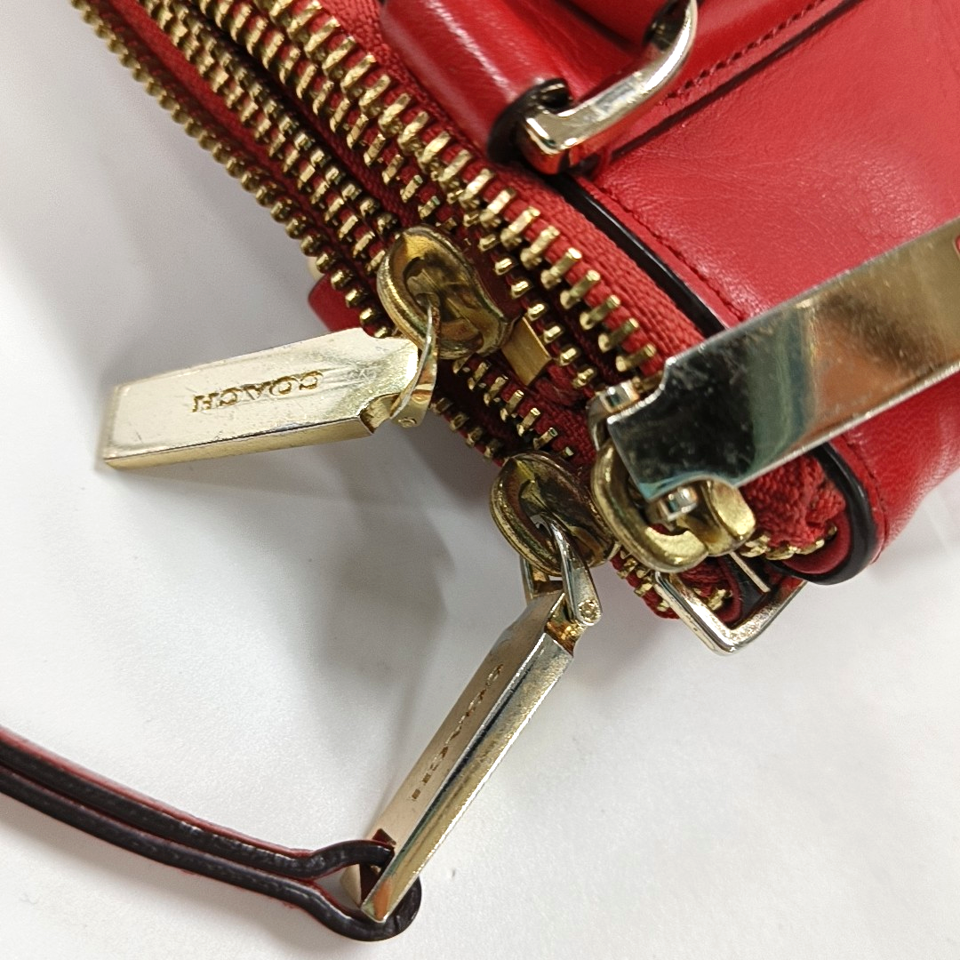 COACH Tote bag Red Leather Crossbody Single Shoulder Bag Handbag Golden hardware Removable shoulder strap-(SKU)-11962000