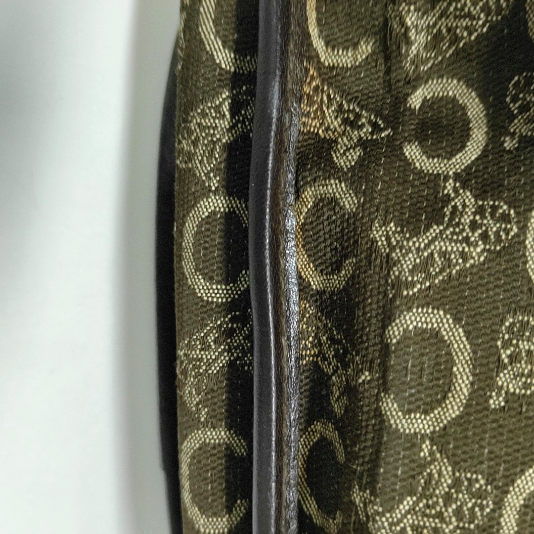CELINE Brown Canvas Floral Crossbody Single Shoulder Bag Golden hardware Removable shoulder strap-(SKU)-13628676