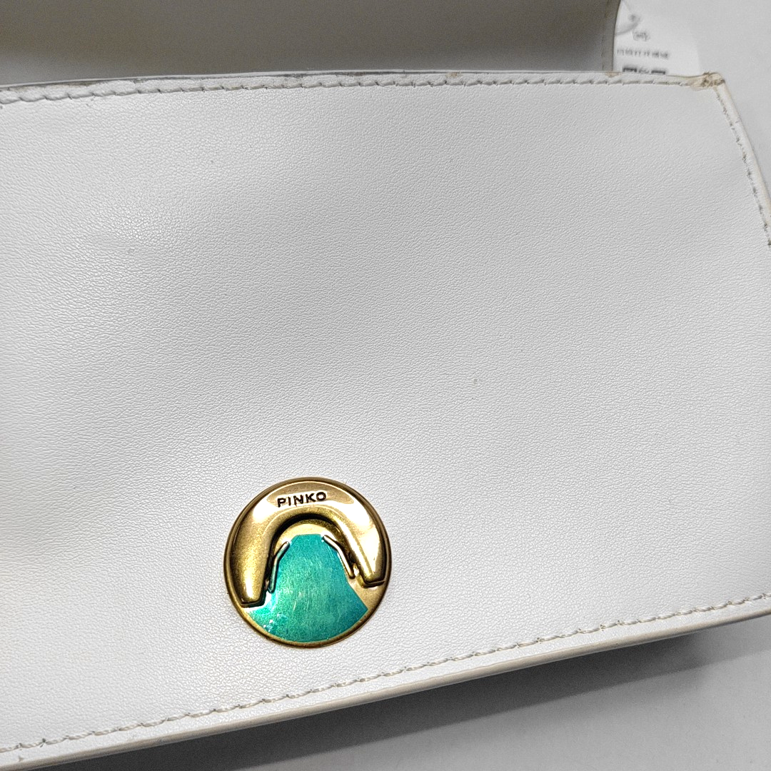 PINKO mini White Cowhide Studs Crossbody Bag Shoulder Bag Golden hardware-(SKU)-944690837