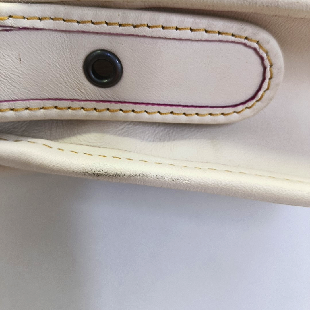 COACH SADDLE 23 Beige Leather Print Crossbody, Single Shoulder Bag Ruthenium color hardware Removable shoulder strap-(SKU)-944545101