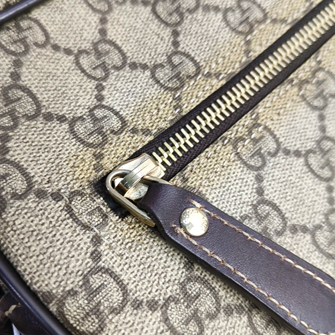 GUCCI GG Supreme Ebony Coated Canvas Monogram Shoulder Bag Golden hardware-(SKU)-948601778