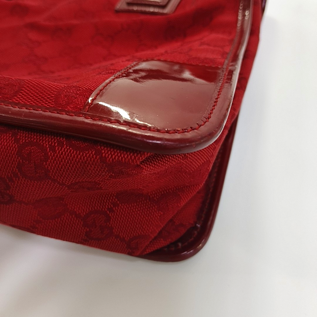 GUCCI Red fabric old flower handbag, single shoulder bag Golden hardware-(SKU)-960504156