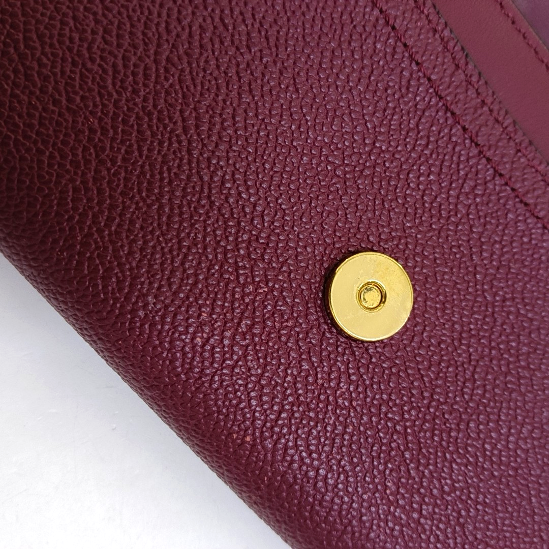 BURBERRY Henley Burgundy Cowhide Embossed Crossbody Shoulder Bag Golden hardware Removable shoulder strap-(SKU)-952775752