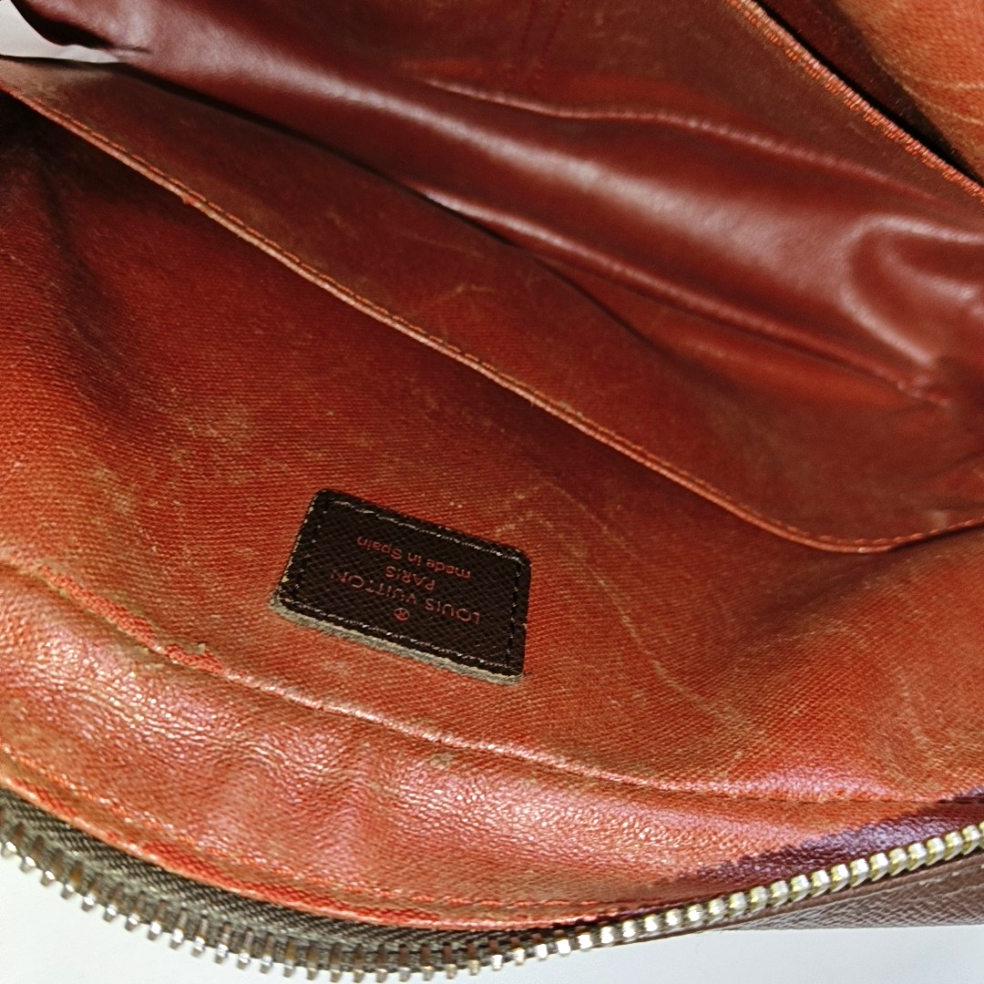 LOUIS VUITTON DAMIER EBENE Large size Brown Coated Canvas Checkered Handbag Golden hardware-(SKU)-930402933