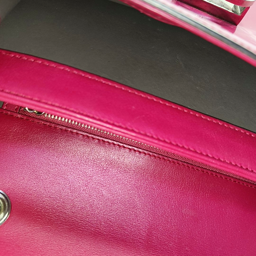 GUCCI Interlocking G Large size Fuchsia Leather Shoulder Tote Crossbody Bag Silver Hardware-(SKU)-953004708