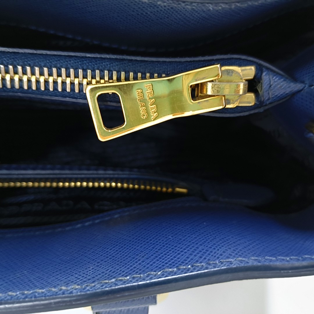 PRADA Galleria Large size Dark Blue Calfskin Logo Crossgrain Killer Bag Crossbody Bag Single Shoulder Bag Handbag Golden hardware Removable shoulder strap-(SKU)-958814662