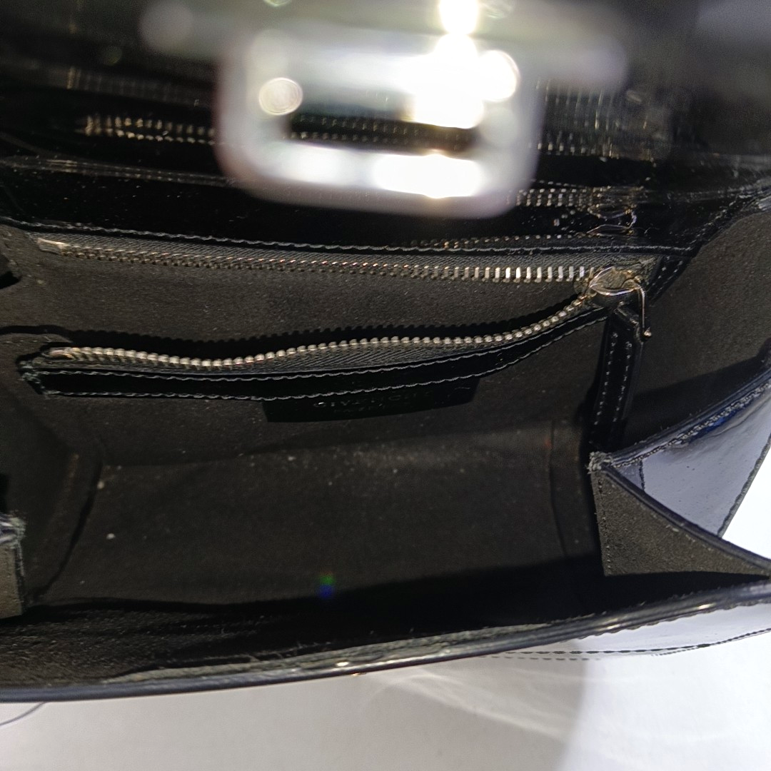 GIVENCHY Pandora Black Leather Crossbody Bag Single Shoulder Bag Silver Hardware Removable shoulder strap-(SKU)-946136707