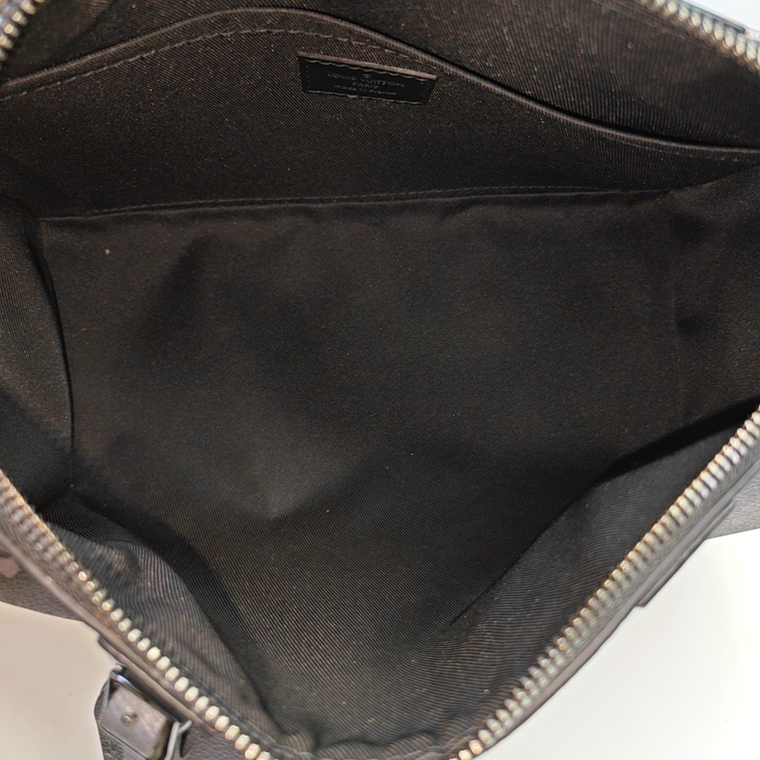 LOUIS VUITTON KEEPALL Black Coated Canvas Monogram Black Samurai Single Shoulder Bag Crossbody Bag with Silver Hardware and Removable Strap-(SKU)-964122055