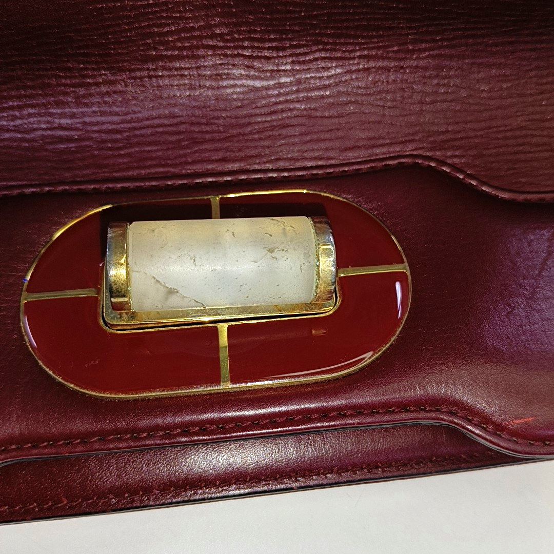 BVLGARI ISABELLA ROSSELLINI Burgundy Cowhide Single Shoulder Bag Handbag Crossbody Golden hardware Removable shoulder strap-(SKU)-931850112