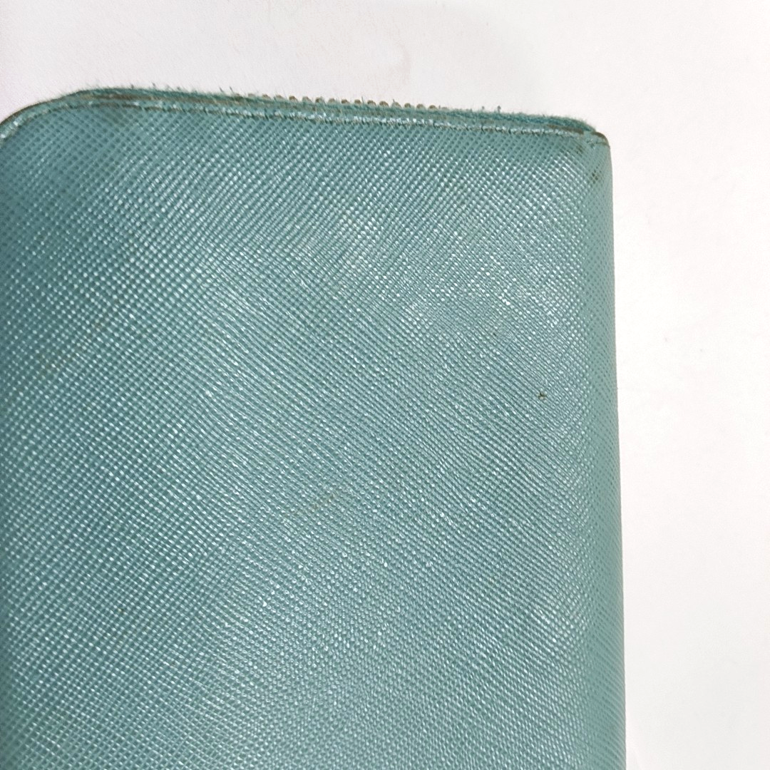 PRADA Green Calfskin Leather Cross Grain Wallet Golden hardware-(SKU)-954322773