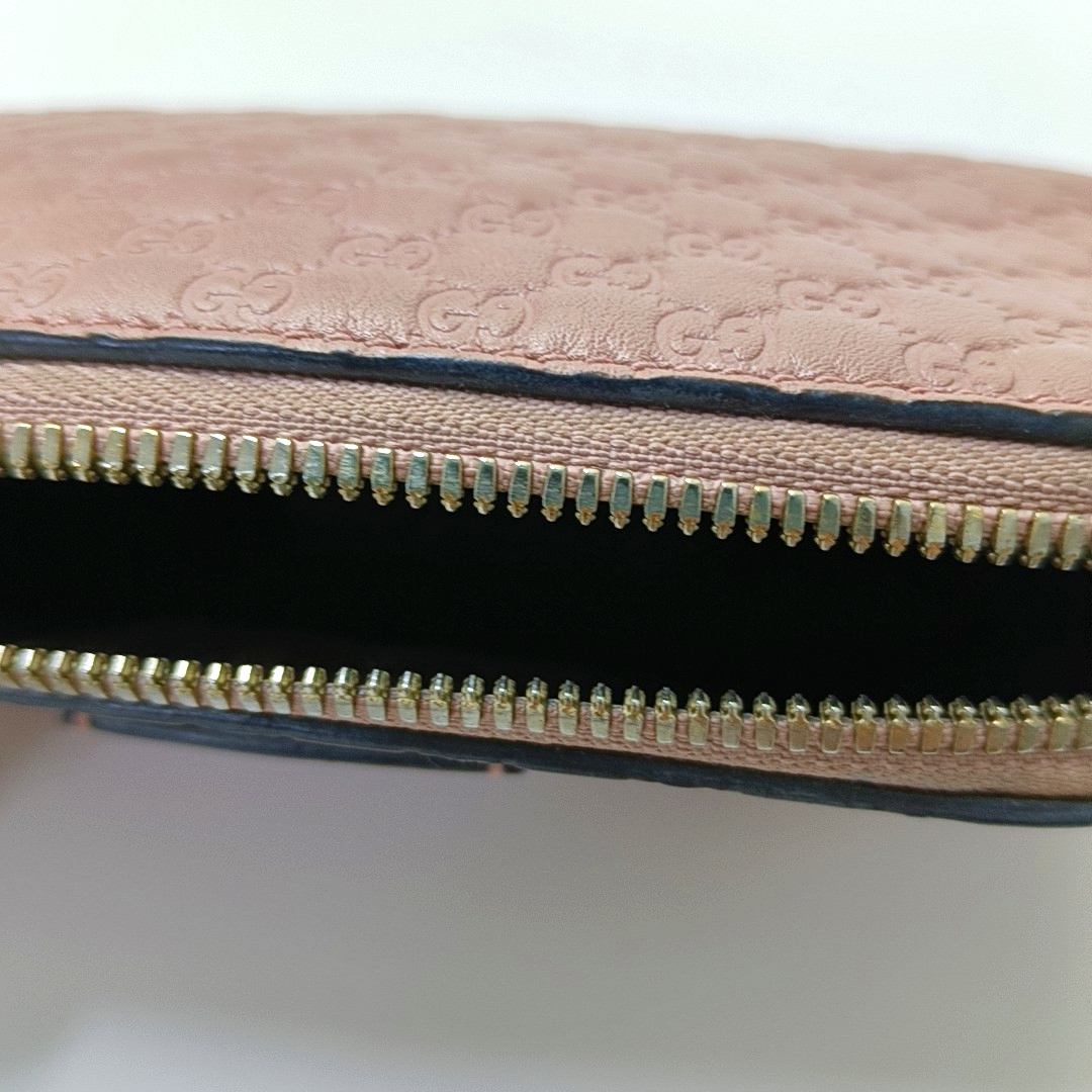 GUCCI Microguccissima Nude Pink Cowhide Monogram Embossed Wallet Golden hardware-(SKU)-956456828