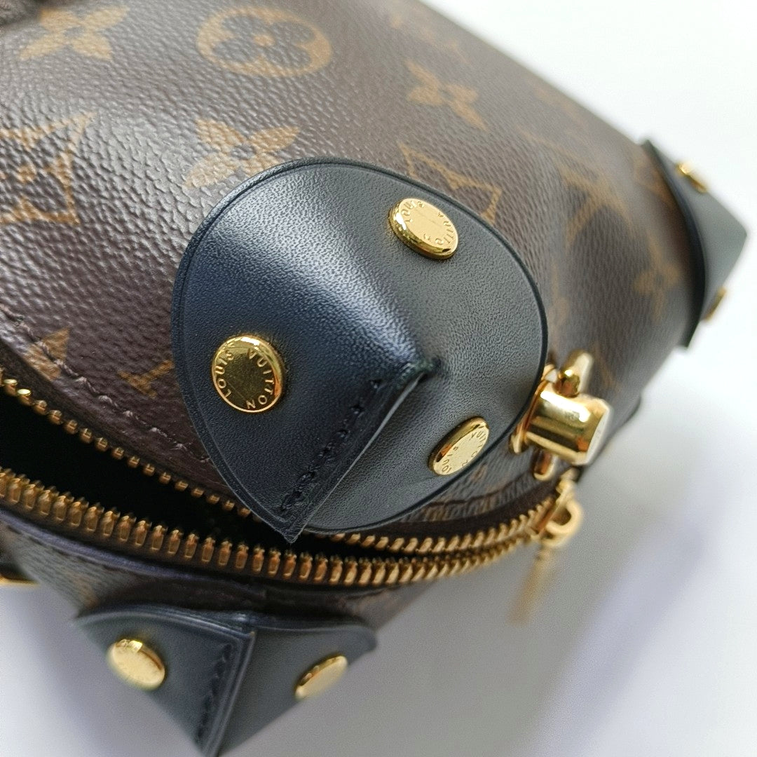 LOUIS VUITTON PETITE MALLE Brown Coated Canvas Monogram Crossbody Shoulder Bag Tote Bag Single Shoulder Bag Golden Hardware 2 Removable Shoulder Straps-(SKU)-949596506