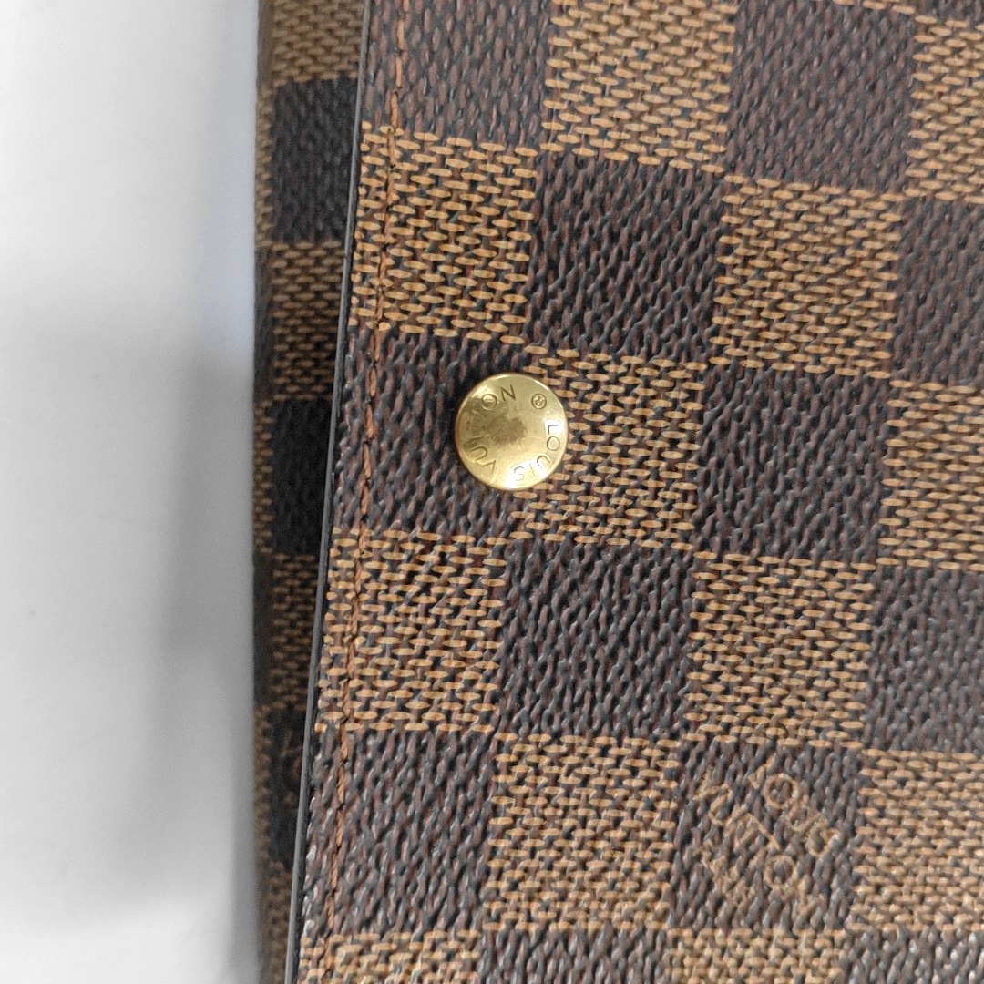 LOUIS VUITTON TRESOR Brown Coated Canvas Checkered Wallet Golden hardware-(SKU)-960504851