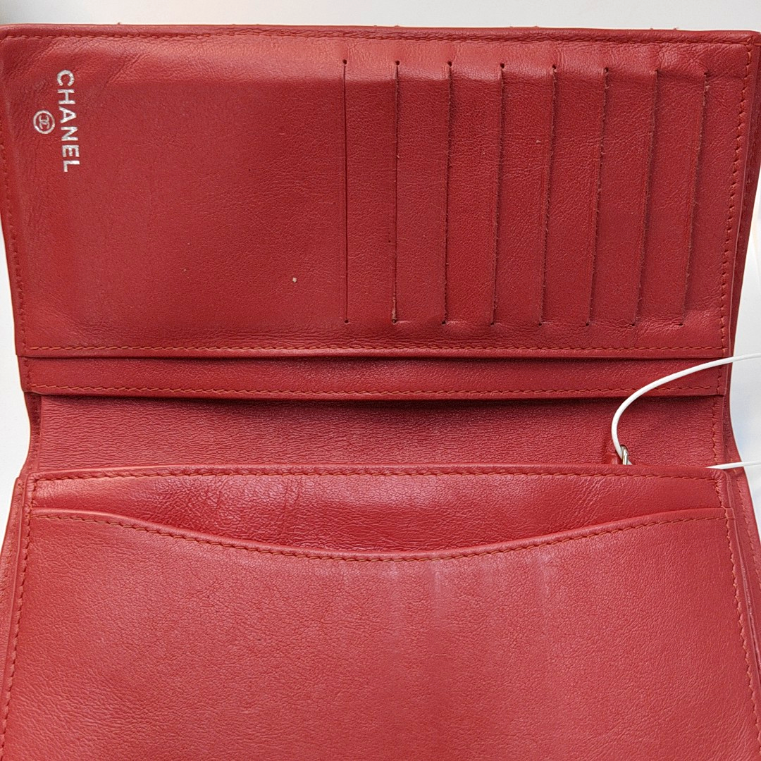 CHANEL Red Cowhide Diamond Quilted Wallet Red Hardware 16nan-(SKU)-959584010