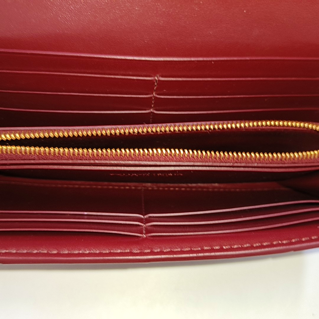 BOTTEGA VENETA IntrecciatoBurgundy Calfskin Leather Wallet-(SKU)-947453286