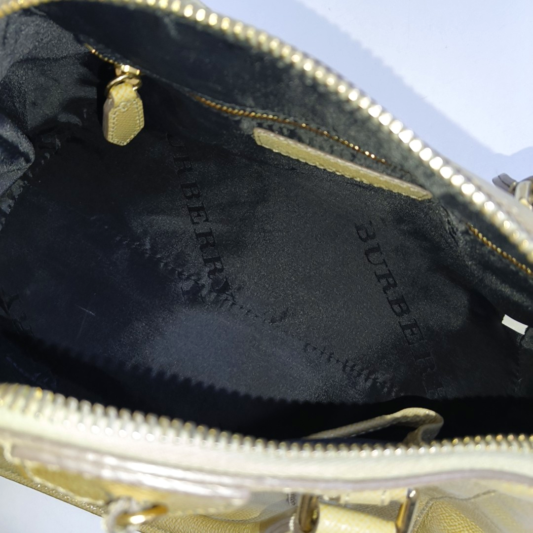 BURBERRY Khaki cowhide embossed handbag Golden hardware-(SKU)-953577933