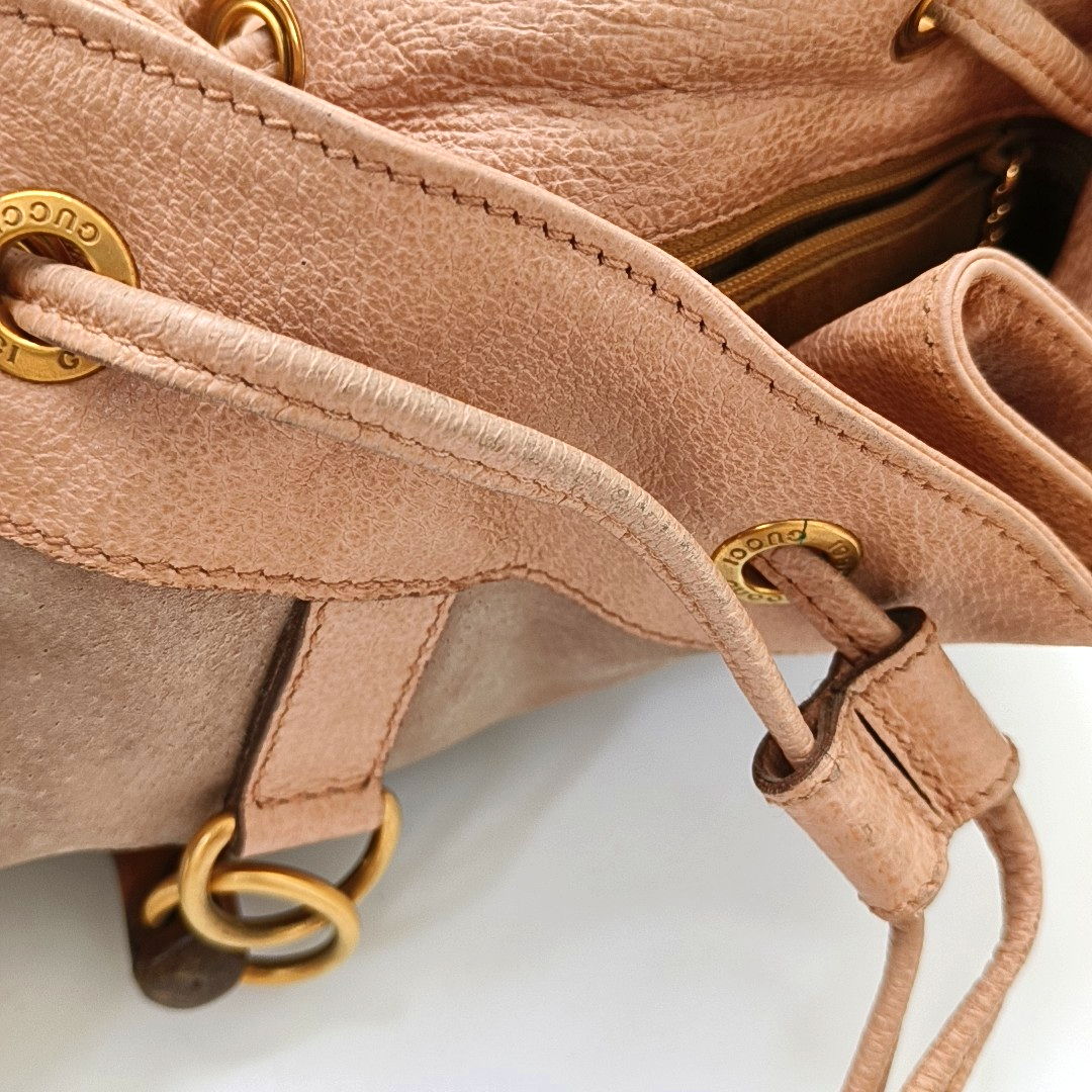 GUCCI Brown suede bamboo backpack Golden hardware-(SKU)-948850535