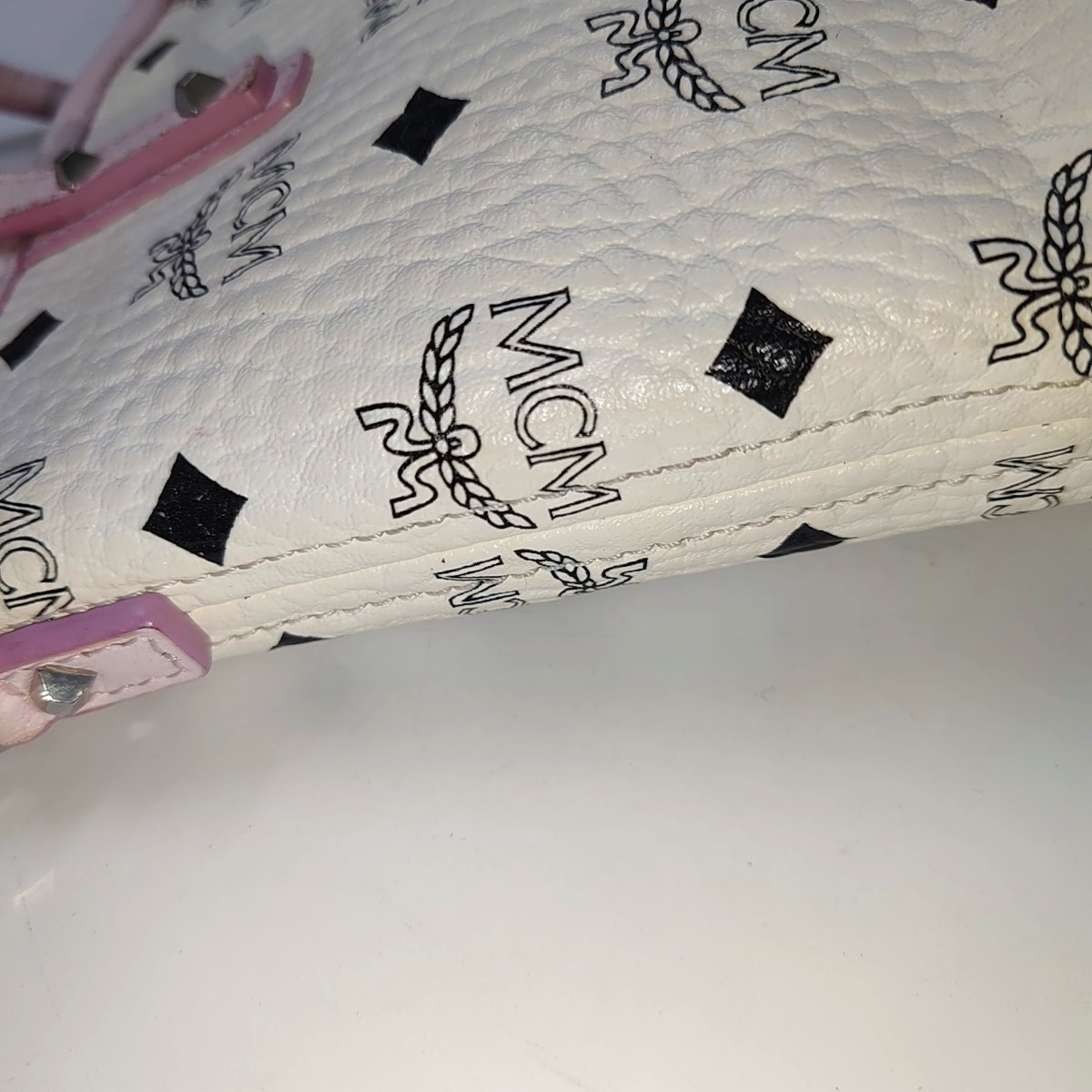 MCM ANYA mini White coated canvas old floral rabbit single shoulder bag Silver Hardware Removable shoulder strap-(SKU)-940066855