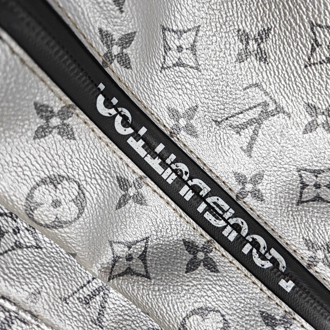 LOUIS VUITTON TRIO Grey Calfskin Monogram Crossbody Shoulder Bag Silver Hardware-(SKU)-967525800