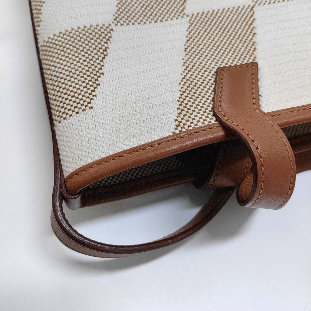 HERMÈS Cabas H En Biais 25 Glacier White Canvas Monogram Crossbody Shoulder Bag with Gold Hardware, Z-(SKU)-962766902