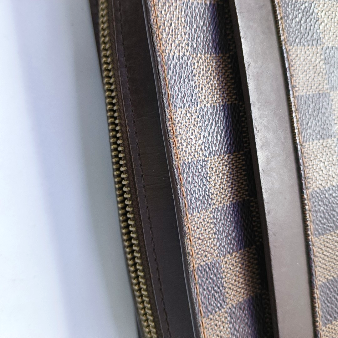 LOUIS VUITTON SAINT LOUIS Brown Coated Canvas Checkered Handbag Golden hardware-(SKU)-955725182