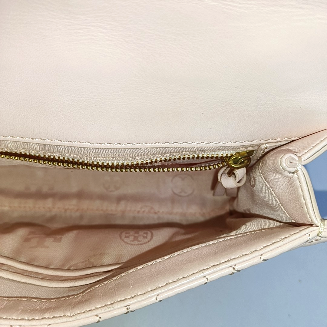 TORY BURCH Fleming Small size Pink Sheepskin Quilted Crossbody Bag Single Shoulder Bag Golden hardware-(SKU)-942795679